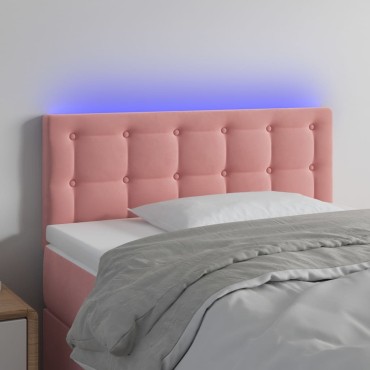 vidaXL Κεφαλάρι Κρεβατιού LED Ροζ 100x5x78/88cm Βελούδινο 1 τεμ.