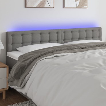 vidaXL Κεφαλάρι Κρεβατιού LED Σκούρο Γκρι 200x5x78/88cm Υφασμάτινο 1 τεμ.
