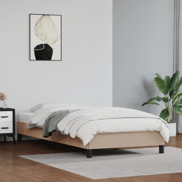 vidaXL Πλαίσιο Κρεβατιού Καπουτσίνο 90x200cm από Συνθετικό Δέρμα 1 τεμ. - Μονό