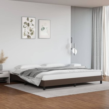 vidaXL Πλαίσιο Κρεβατιού Καφέ 200x200cm από Συνθετικό Δέρμα 1 τεμ. - Διπλό