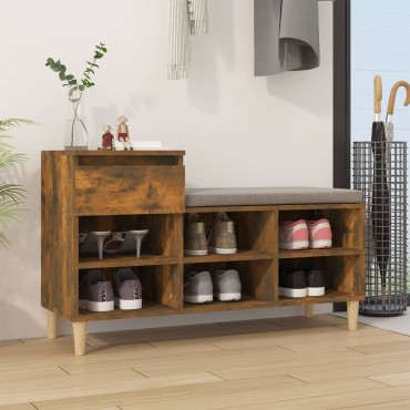 vidaXL Παπουτσοθήκη Καπνιστή Δρυς 102x36x60cm από Επεξεργασμένο Ξύλο