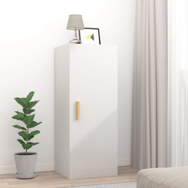vidaXL Ντουλάπι Τοίχου Γυαλιστερό Λευκό 34,5x34x90cm Επεξ. Ξύλο 1 τεμ.