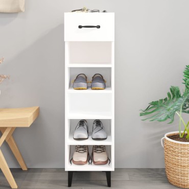 vidaXL Παπουτσοθήκη Γυαλιστερό Λευκό 30x35x105cm Επεξεργασμένο Ξύλο