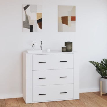 vidaXL Συρταριέρα Λευκή 80x33x70cm από Επεξεργασμένο Ξύλο 1 τεμ.