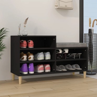 vidaXL Παπουτσοθήκη Μαύρο 102x36x60cm από Επεξεργασμένο Ξύλο
