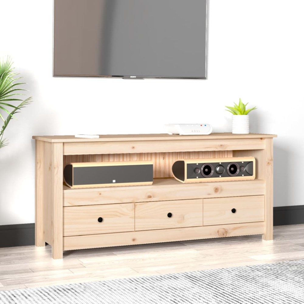 vidaXL Έπιπλο Τηλεόρασης 114x35x52cm από Μασίφ Ξύλο Πεύκου
