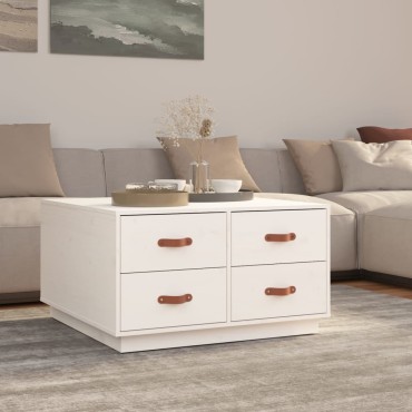 vidaXL Τραπεζάκι Σαλονιού Λευκό 80x80x45cm από Μασίφ Ξύλο Πεύκου 1 τεμ.