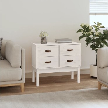 vidaXL Ντουλάπι Κονσόλα Λευκό 90x40x78cm από Μασίφ Ξύλο Πεύκου 1 τεμ.