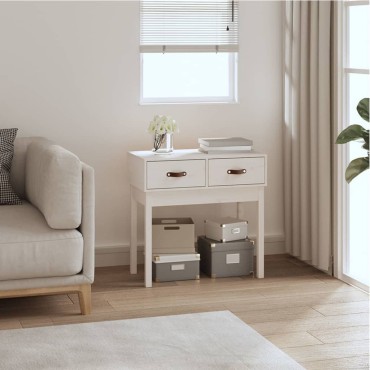 vidaXL Τραπέζι Κονσόλα Λευκό 76,5x40x75cm από Μασίφ Ξύλο Πεύκου 1 τεμ.