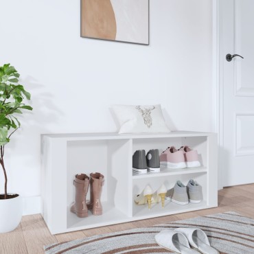vidaXL Παπουτσοθήκη Λευκή 100x35x45cm από Επεξεργασμένο Ξύλο