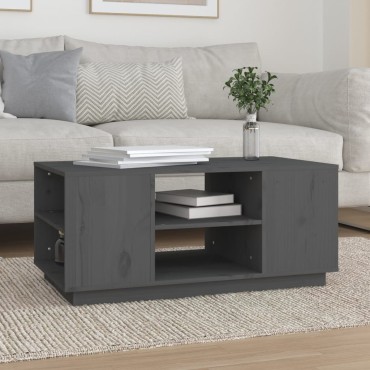 vidaXL Τραπεζάκι Σαλονιού Γκρι 90x49x40,5cm Μασίφ Ξύλο Πεύκου 1 τεμ.