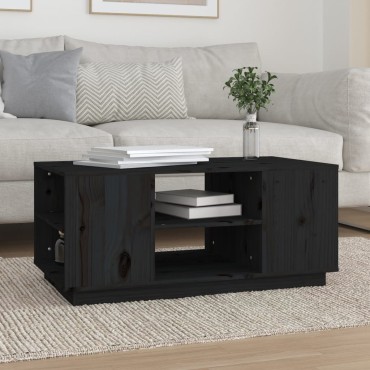 vidaXL Τραπεζάκι Σαλονιού Μαύρο 90x49x40,5cm από Μασίφ Ξύλο Πεύκου 1 τεμ.