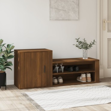 vidaXL Παπουτσοθήκη Καφέ Δρυς 130x35x54cm από Επεξεργασμένο Ξύλο