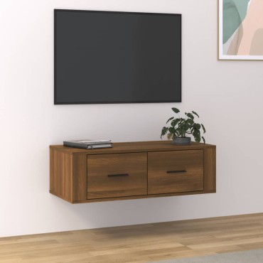 vidaXL Κρεμαστό Ντουλάπι Καφέ Δρυς 80x36x25cm Επεξεργασμένο Ξύλο