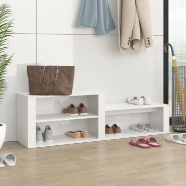 vidaXL Παπουτσοθήκη Γυαλιστερό Λευκό 150x35x45cm Επεξεργασμένο Ξύλο
