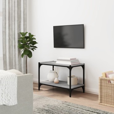 vidaXL Έπιπλο Τηλεόρασης Γκρι Sonoma 60x33x41cm Επεξ. Ξύλο & Ατσάλι