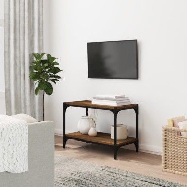 vidaXL Έπιπλο Τηλεόρασης Καφέ Δρυς 60x33x41cm Επεξ. Ξύλο & Ατσάλι