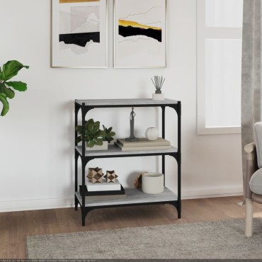 vidaXL Βιβλιοθήκη Γκρι Sonoma 60x33x70,5cm Επεξ. Ξύλο & Ατσάλι 1 τεμ.