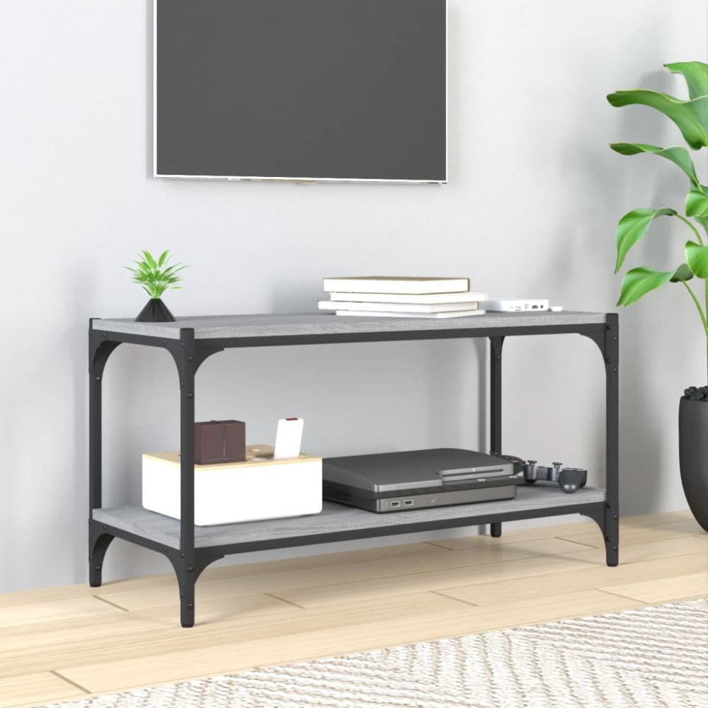 vidaXL Έπιπλο Τηλεόρασης Γκρι Sonoma 80x33x41cm Επεξ. Ξύλο & Ατσάλι