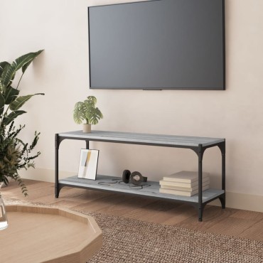 vidaXL Έπιπλο Τηλεόρασης Γκρι Sonoma 100x33x41cm Επεξ. Ξύλο & Ατσάλι