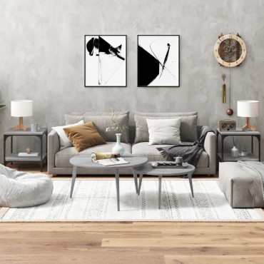 vidaXL Τραπεζάκια Σαλονιού 2 τεμ. Γκρι Sonoma 40x40x40cm Επεξ. Ξύλο
