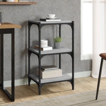 vidaXL Βιβλιοθήκη Γκρι Sonoma 40x33x70,5cm Επεξ. Ξύλο & Ατσάλι 1 τεμ.