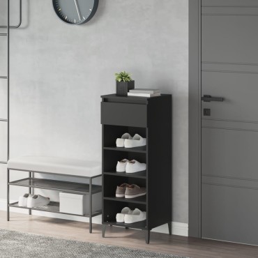 vidaXL Παπουτσοθήκη Μαύρο 40x36x105cm από Επεξεργασμένο Ξύλο