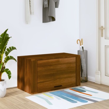 vidaXL Παπουτσοθήκη Επιτοίχια Καφέ δρυς 70x35x38cm Μασίφ Ξύλο Πεύκου