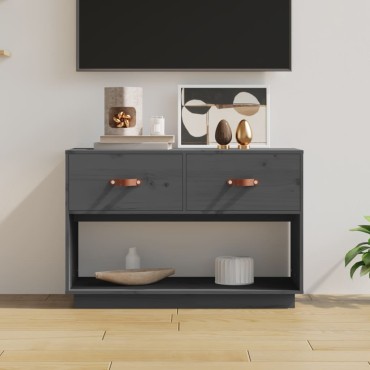 vidaXL Έπιπλο Τηλεόρασης Γκρι 90x40x60cm από Μασίφ Ξύλο Πεύκου