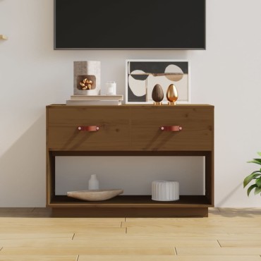 vidaXL Έπιπλο Τηλεόρασης Καφέ Μελί 90x40x60cm από Μασίφ Ξύλο Πεύκου