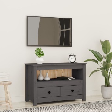 vidaXL Έπιπλο Τηλεόρασης Γκρι 79x35x52cm από Μασίφ Ξύλο Πεύκου