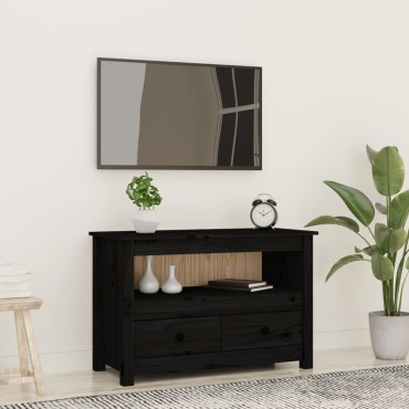 vidaXL Έπιπλο Τηλεόρασης Μαύρο 79x35x52cm από Μασίφ Ξύλο Πεύκου
