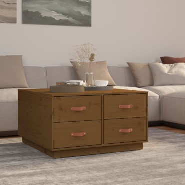 vidaXL Τραπεζάκι Σαλονιού Καφέ Μελί 80x80x45cm Μασίφ Ξύλο Πεύκου 1 τεμ.