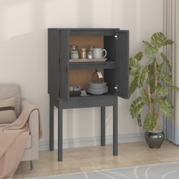 vidaXL Ντουλάπι Ψηλό Γκρι 60x40x120cm από Μασίφ Ξύλο Πεύκου 1 τεμ.