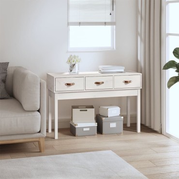 vidaXL Τραπέζι κονσόλα άσπρο 114x40x75cm από Μασίφ Ξύλο Πεύκου 1 τεμ.