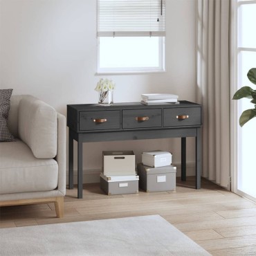 vidaXL Τραπέζι Κονσόλα Γκρί 114x40x75cm από Μασίφ Ξύλο Πεύκου 1 τεμ.