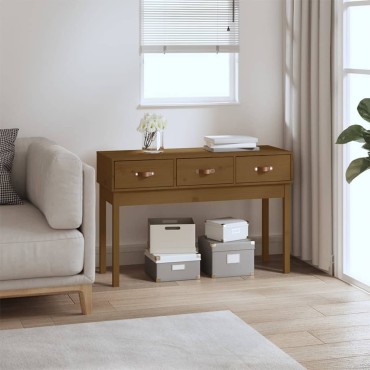 vidaXL Τραπέζι κονσόλα Καφέ μελί 114x40x75cm Μασίφ Ξύλο Πεύκου 1 τεμ.