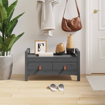 vidaXL Παγκάκι Χολ Γκρι 80x40x43cm από Μασίφ Ξύλο Πεύκου 1 τεμ.