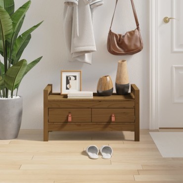 vidaXL Πάγκος Εργασίας Μελί Καφέ 80x40x43cm Μασίφ Ξύλο Πεύκο 1 τεμ.