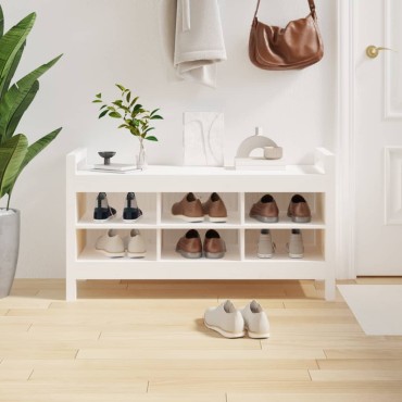 vidaXL Παγκάκι Χολ Λευκό 110x40x60cm από Μασίφ Ξύλο Πεύκου 1 τεμ.