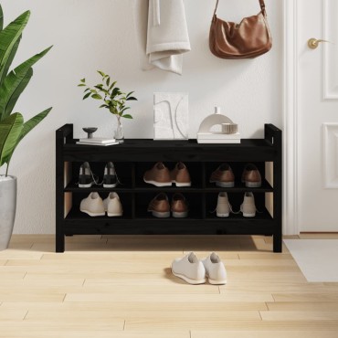 vidaXL Παγκάκι Χολ Μαύρο 110x40x60cm από Μασίφ Ξύλο Πεύκου 1 τεμ.