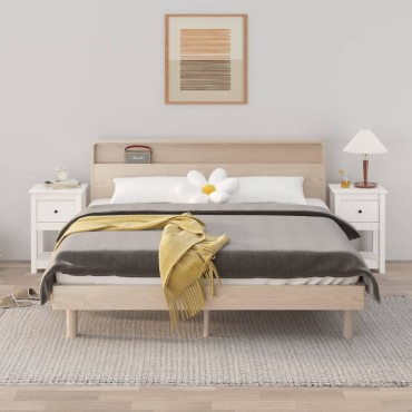 vidaXL Κομοδίνα 2 τεμ. Λευκό 40x35x61,5cm από Μασίφ Ξύλο Πεύκου