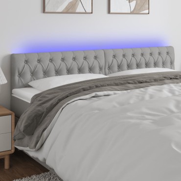 vidaXL Κεφαλάρι Κρεβατιού LED Ανοιχτό Γκρι 200x7x78/88cm Υφασμάτινο 1 τεμ.