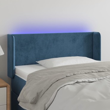 vidaXL Κεφαλάρι Κρεβατιού LED Σκούρο Μπλε 93x16x78/88cm Βελούδινο 1 τεμ.