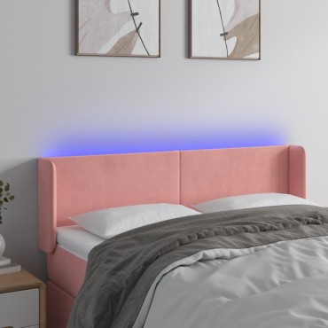 vidaXL Κεφαλάρι Κρεβατιού LED Ροζ 147x16x78/88cm Βελούδινο 1 τεμ.