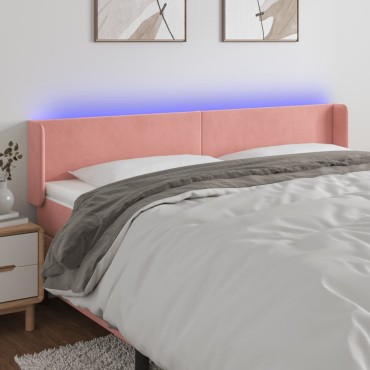 vidaXL Κεφαλάρι Κρεβατιού LED Ροζ 183x16x78/88cm Βελούδινο 1 τεμ.