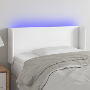 vidaXL Κεφαλάρι Κρεβατιού LED Λευκό 103x16x78/88cm Συνθετ. Δέρμα 1 τεμ.