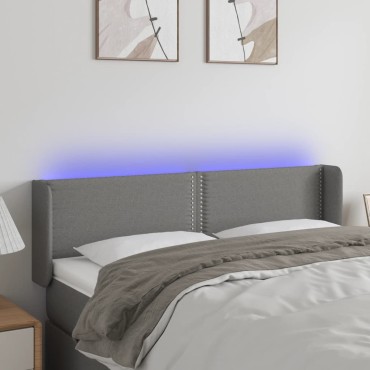vidaXL Κεφαλάρι Κρεβατιού LED Σκούρο Γκρι 147x16x78/88cm Υφασμάτινο 1 τεμ.