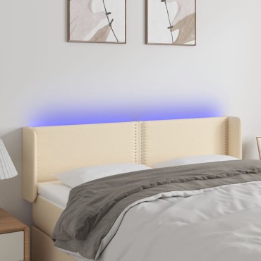 vidaXL Κεφαλάρι Κρεβατιού LED Κρεμ 147x16x78/88cm Υφασμάτινο 1 τεμ.