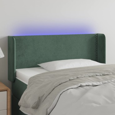 vidaXL Κεφαλάρι Κρεβατιού LED Σκούρο Πράσινο 83x16x78/88cm Βελούδινο 1 τεμ.